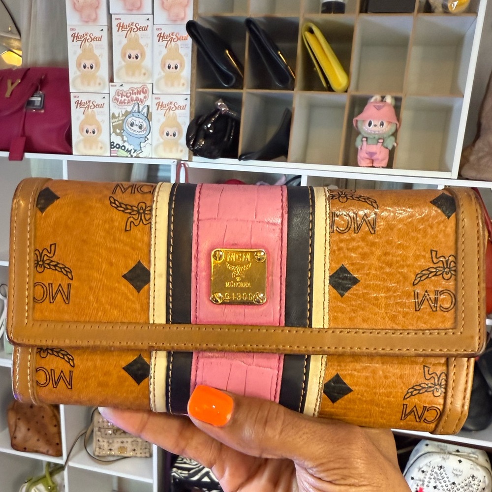 MCM Tan and Pink Wallet